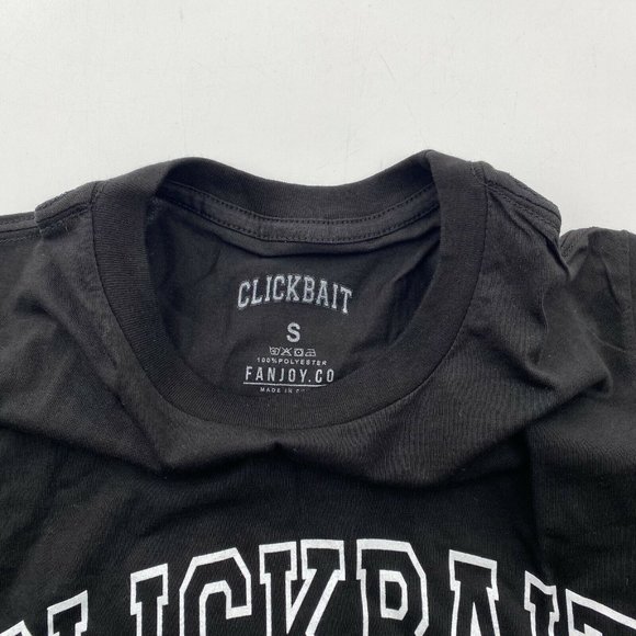 Clickbait Short Sleeve T-Shirt Black Collegiate Logo David Dobrik VLOG Size S - Picture 4 of 4